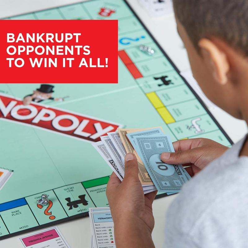 Monopoly Game, Family Board Games for 2 to 6 Players & Kids Ages 8 and Up, Includes 8 Tokens (Token Vote Edition), Family Game Night