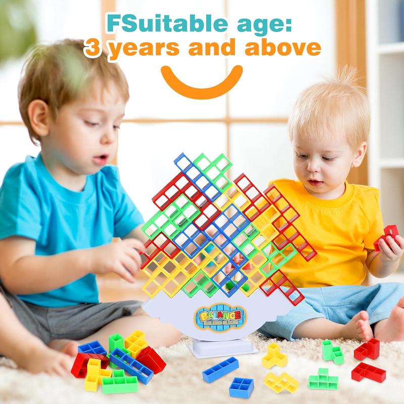 64Pcs Puzzle Teasers Toy, Tetra Balance Tower Stacking Games,Fun Balance Game,Educational Gift for Kids(There are 2 Bases= 2 Sets of 32Pcs)