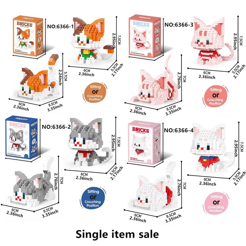 Cute Animal Design Building Blocks, 1 Box DIY Creative Puzzle Building Blocks, Home Decoration Ornaments, Birthday Gift