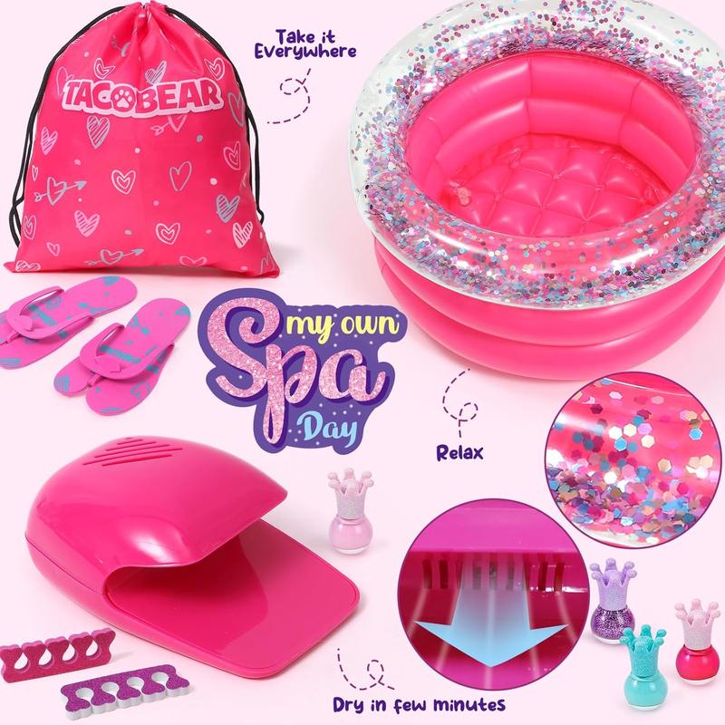 Kid Foot Spa & Nail Art Kit, Foot Spa Day Girl Stuff, Massage Foot Soak Pool and Nail Dryer, Girl Gift for 5 6 7 8-12 Year Old Toys, Christmas Birthday Gifts for Children