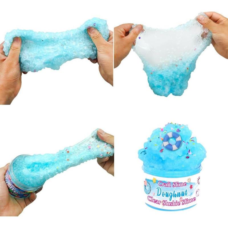 8 Pack Crunchy Slime Kit, Clear Slime Kit Super Soft and Non-Sticky, Birthday Gift Slime Party Favors for Girls and Boys