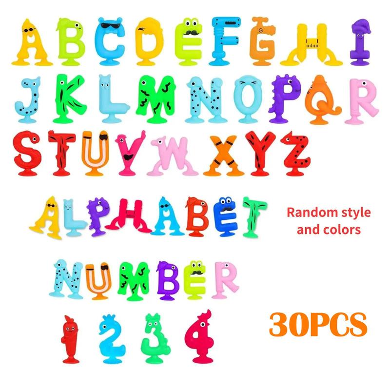 Silicone Alphabet & Number Suction Toy Set, 30pcs box Sensory Toy, Montessori Learning Abc Spelling Game Toy, Easy to Clean