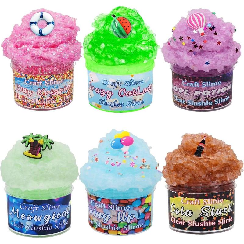 8 Pack Crunchy Slime Kit, Clear Slime Kit Super Soft and Non-Sticky, Birthday Gift Slime Party Favors for Girls and Boys