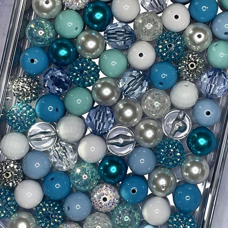 Baby Blue Mix - 20mm Bubble Gum Bead Mixes, Chunky Bead Mixes