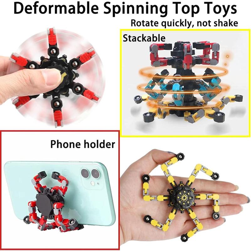 4 Pack Transformable Fidget Spinner Fidget Toys Set, Fidget Spinner Transformable,Sensory Fidget Toys   and Anti  Toys for  and Adults Gift for Christmas Birthday Party Favor