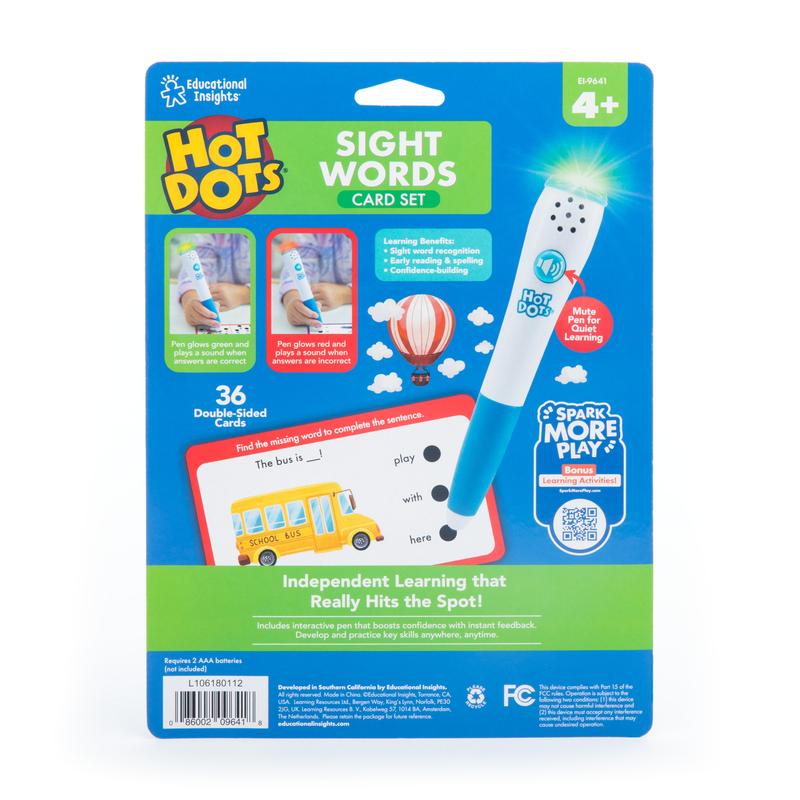 Educational Insights Hot Dots Sight Word Card Game, Ages 4+