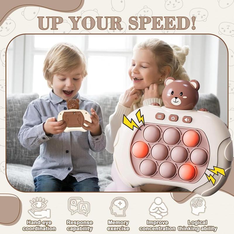 Fast Push Game,Sensory Toys Pop Game Machine,Handheld Fidget Console for Kids Adults, Birthday Gifts for Boys Girls Teens-Bear