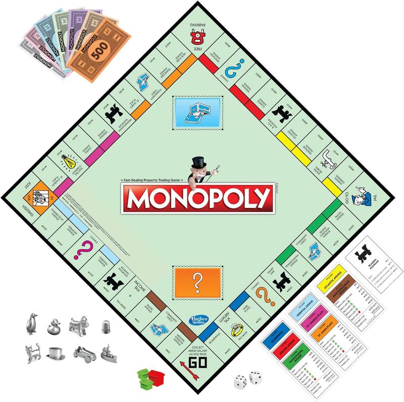 Monopoly Game, Family Board Games for 2 to 6 Players & Kids Ages 8 and Up, Includes 8 Tokens (Token Vote Edition), Family Game Night