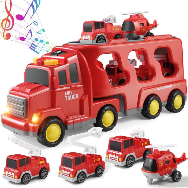 5-in-1 Container Truck Toy - Includes Four Different Mini Cars with Realistic Details and High-Quality Design, Perfect for Creative Play