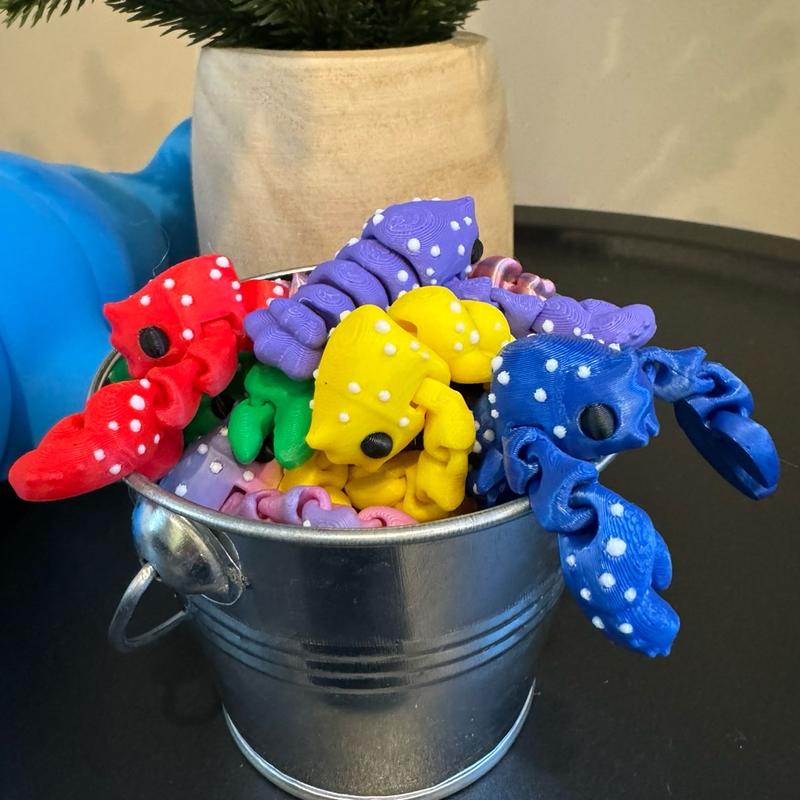 Bucket of mini lobsters - 3d printed, assorted colors, tin bucket