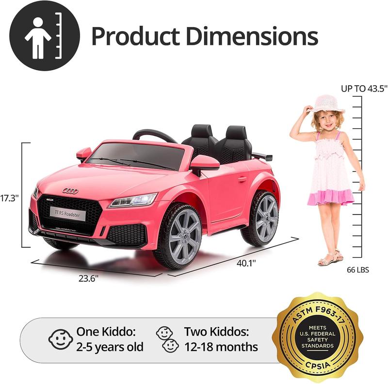 Hikiddo Electric Car for Kids, Licensed Audi 12V Kids Ride on Car Toy for Toddlers 3+ Year Old with Remote, Bluetooth