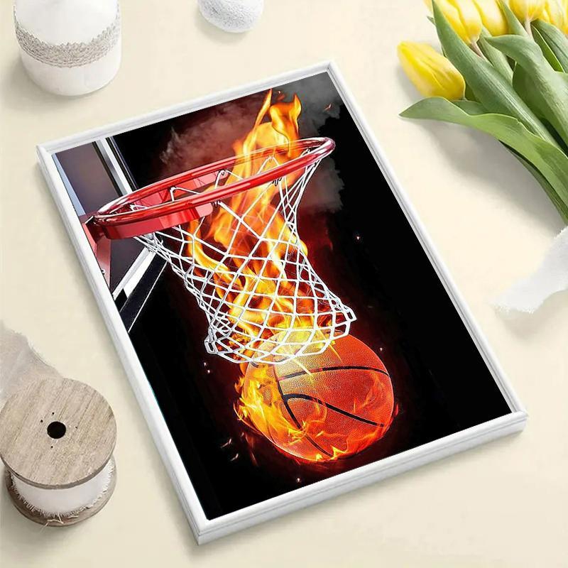 1 Set Basketball Pattern DIY Paint In Diamond without Frame, Rhinestone Art Kit for Adults & Kids, Paint In Diamond for Home Decoration