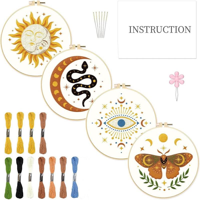 Embroidery Kit (4 Counts set), Including Embroidery Cloth, Embroidery Hoop, Thread and Needle, DIY Cross Stitch Embroidery Set for Beginner, Home Ideals 2024