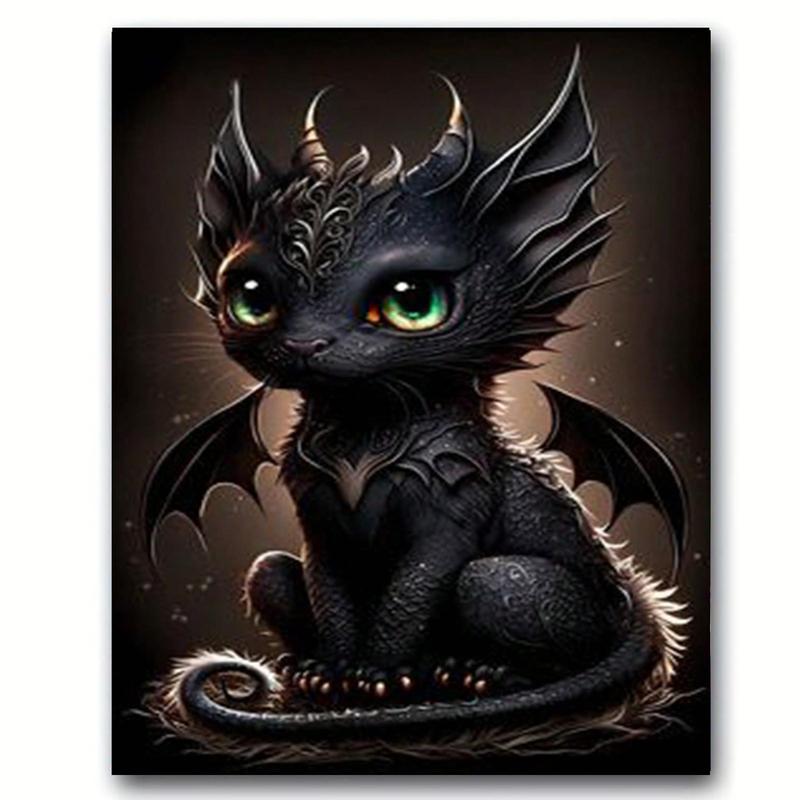 Gothic Darkness Dragon Pattern DIY Diamond Arts Colorful Painting Kit without Frame, DIY 5D Diamond Arts Colorful Painting Kit, Wall Art Decor for Home