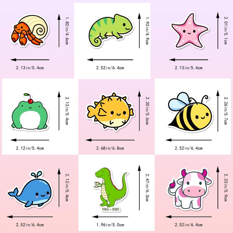 50pcs Cartoon Animal Series Sticker, Cute Multi-purpose Sticker For DIY Craft, Decoration, Hand Account