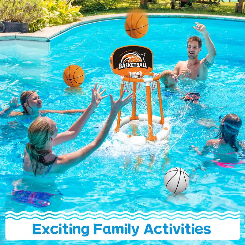 Talgic Swimming Basketball Hoop, Poolside Water Basketball Hoop with 4 Balls and Pump,Basketball Goals Outdoor Play Basketball Hoop,Pool Basketball Games for Kids, Adults and Family.