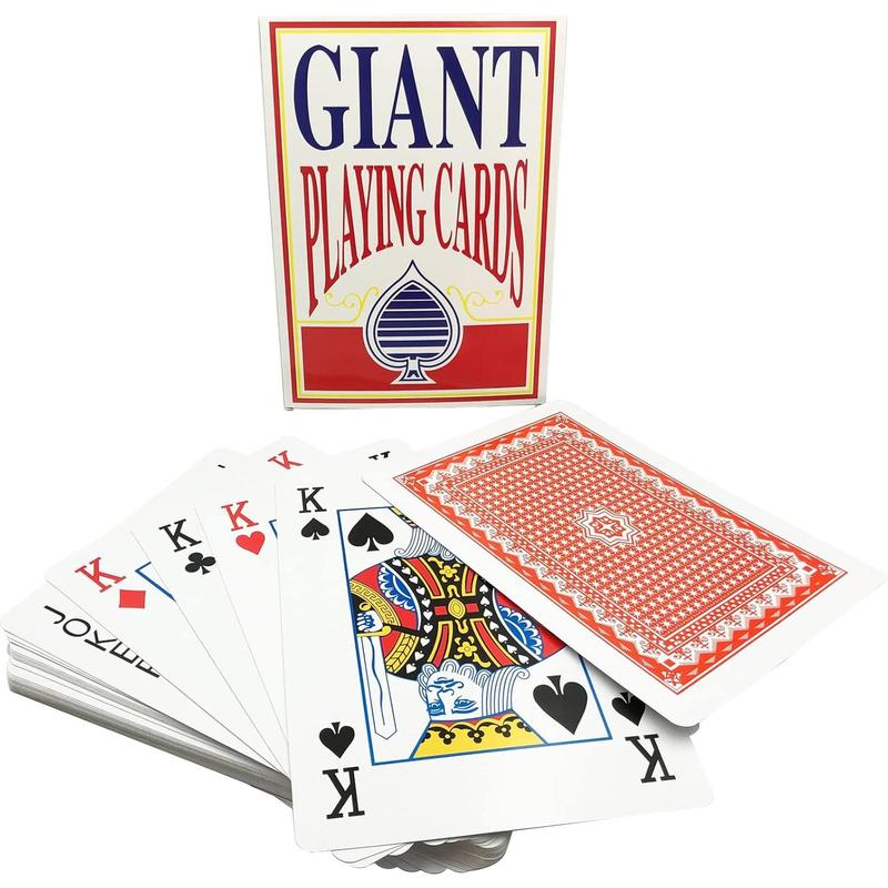 Jumbo Giant Playing Card Deck - 8X11 Inch Large Oversized Cards - Super Big Game Theme Full Deck -  Adults, Casino Party Decorations