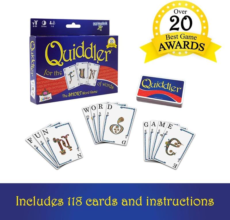 Quiddler Card Games for Kids – Playing Cards Word Games, Family Games, Learn While Having Fun Game Night, Travel Games, Multi-Player, Ages 8+