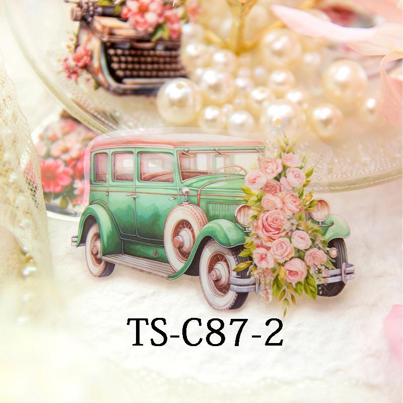 Vintage Car & Furniture Pattern Sticker, 10pcs pack Romantic Decorative Declas, DIY Scrapbooking & Journal Making Supplies