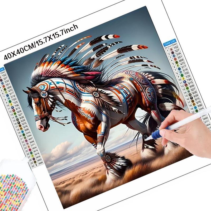 Horse Pattern DIY Diamond Arts Colorful Painting Kit without Frame, 5D Diamond Arts Colorful Painting Kit, Wall Art Decor for Home Living Room Bedroom