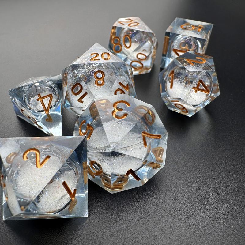 MinMax Misfits Aurora's Maelstrom Liquid Core Resin Polyhedral DnD Dice Set for Dungeons & Dragons (7 Pieces) | Tabletop RPGS |  | TTRPGs