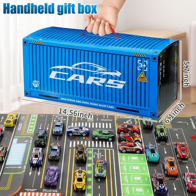 48-Piece Pull-Back Car Toy Set with Storage Box – Race Car Collection for Boys and Girls – Fun Toy Cars for Kids