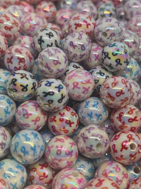 Printed 16mm Beads 15pk Pen or Keychain Making