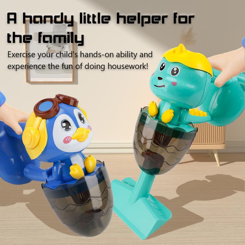 Children's 3-in-1 Cartoon Vacuum Cleaner Toy Set with Music, Lights and Suction Function