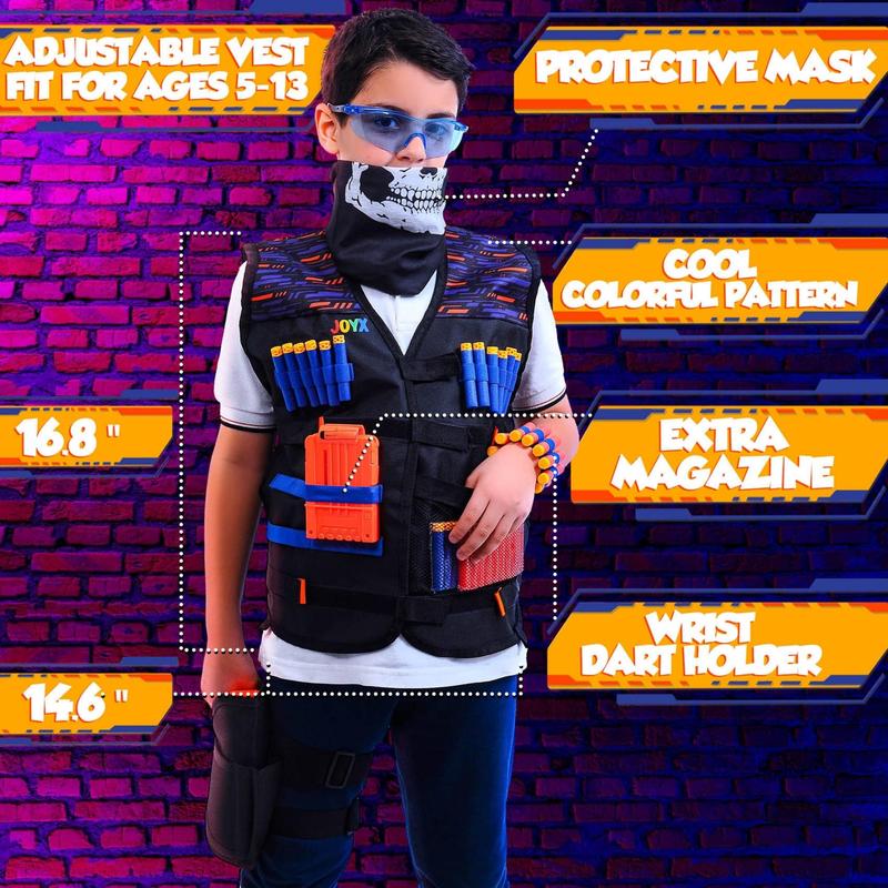 JoyX Tactical Vest Kit Compatible with Nerf Guns for Boys N-Elite Series with 40 Foam Darts for Gun Holster Protective Action Gear