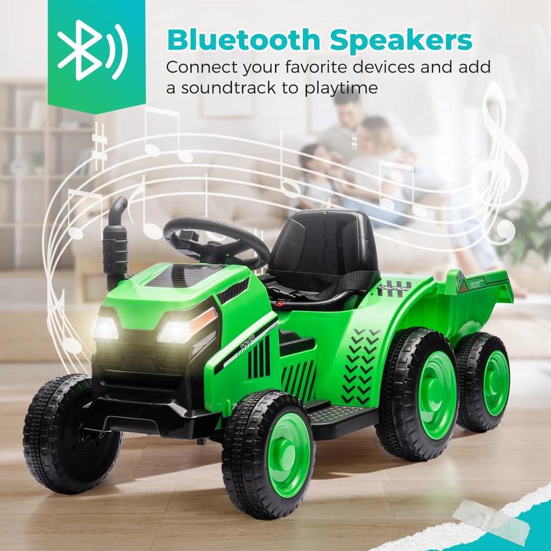 Kids Ride On Electric Tractor,Kids Ride On Toy.2WD,Non-skid tires, steering wheel, foot pedal,With Removable storage tug,Light,Bluetooth,Music,MP3,USB,Power Display For Kids Aged 3+.  12V ride-on toy