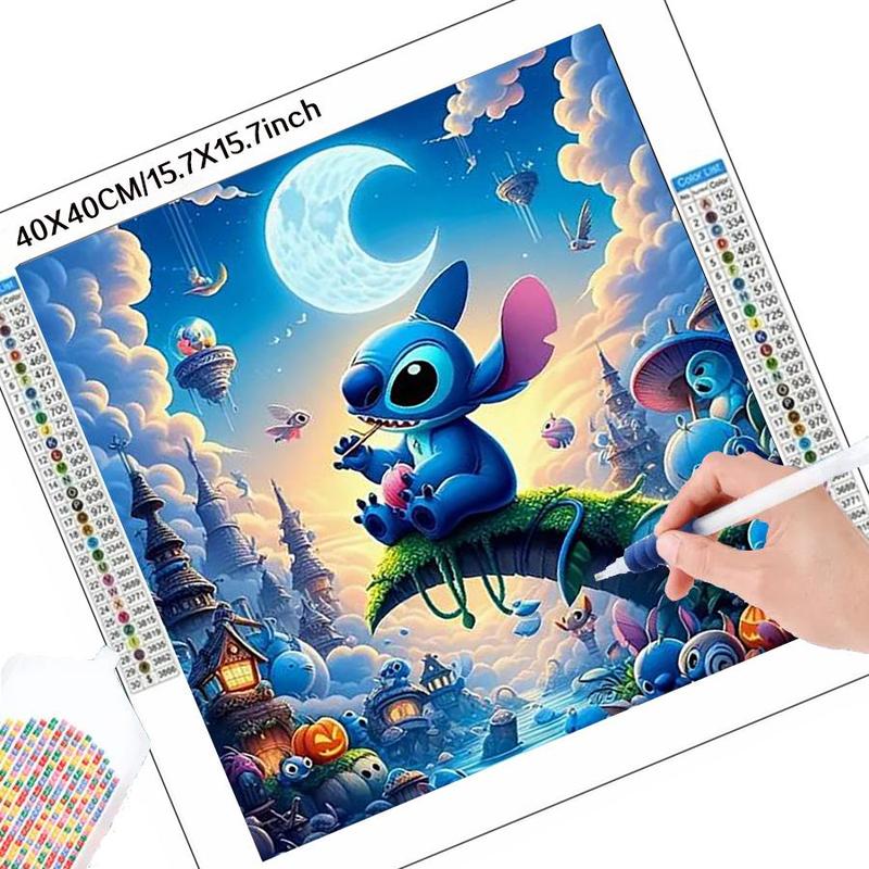 Cartoon Stitch Pattern Diamond Arts Colorful Painting Kit, DIY 5D Diamond Arts Crafts without Frame, Wall Art Decoration for Home