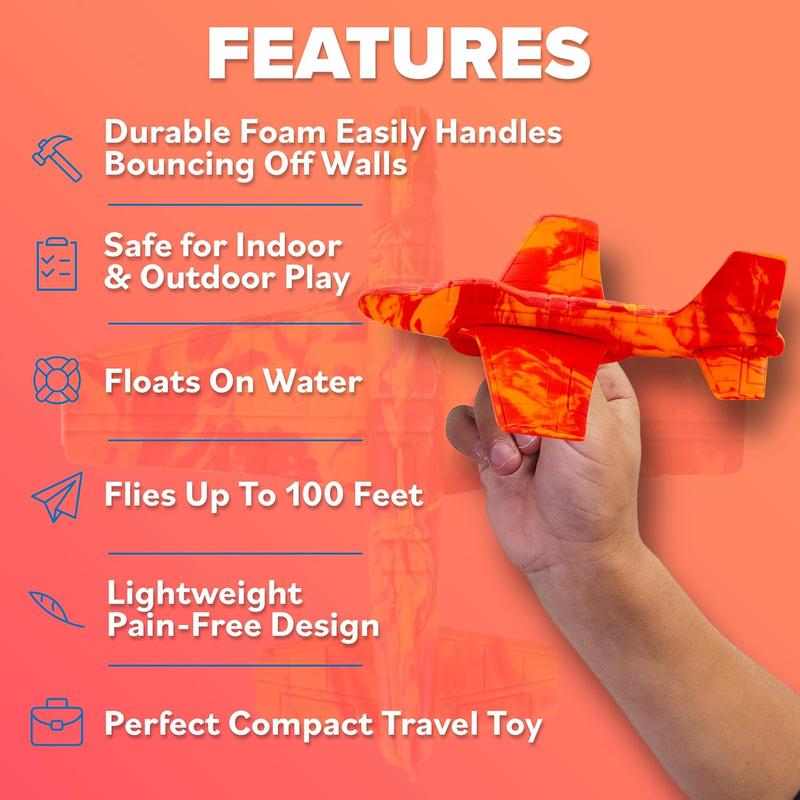 Foam Airplanes - Stocking Stuffers for Kids All Ages 4 5 6 7 8 9 10 Year Old - Best Toy Gift - Boy Toys Stocking Stuffer Gifts - Easter Basket Gifts for Boys & Girls Party Favors - Air Plane Gift Idea