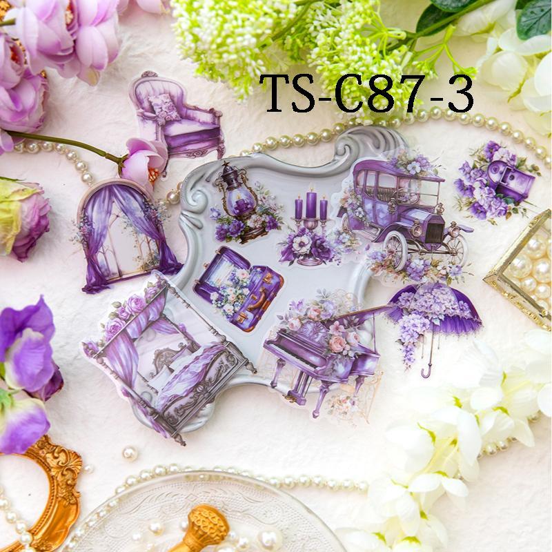 Vintage Car & Furniture Pattern Sticker, 10pcs pack Romantic Decorative Declas, DIY Scrapbooking & Journal Making Supplies