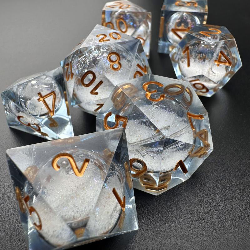 MinMax Misfits Aurora's Maelstrom Liquid Core Resin Polyhedral DnD Dice Set for Dungeons & Dragons (7 Pieces) | Tabletop RPGS |  | TTRPGs