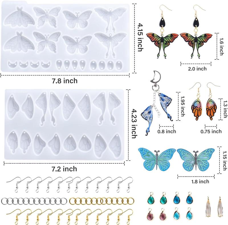 Resin Earring Molds, 2 Count Resin Molds Silicone with Butterfly Moth Wings Shapes, Silicone Molds for Resin Jewelry, DIY Art Craft - LET'S RESIN