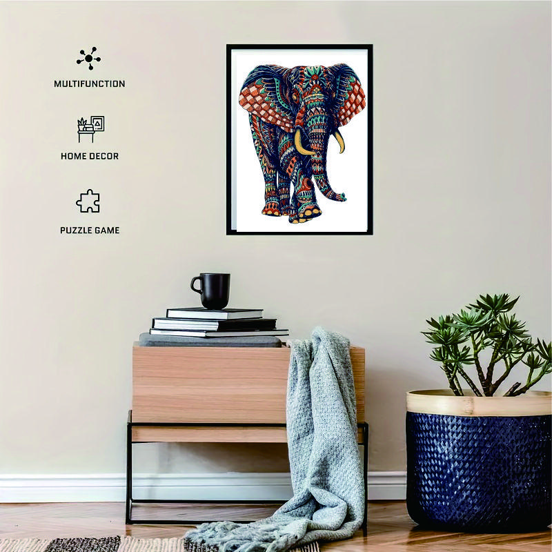 JomaLuLa Magic Wooden Elephant Unique Shaped Jigsaw Puzzles