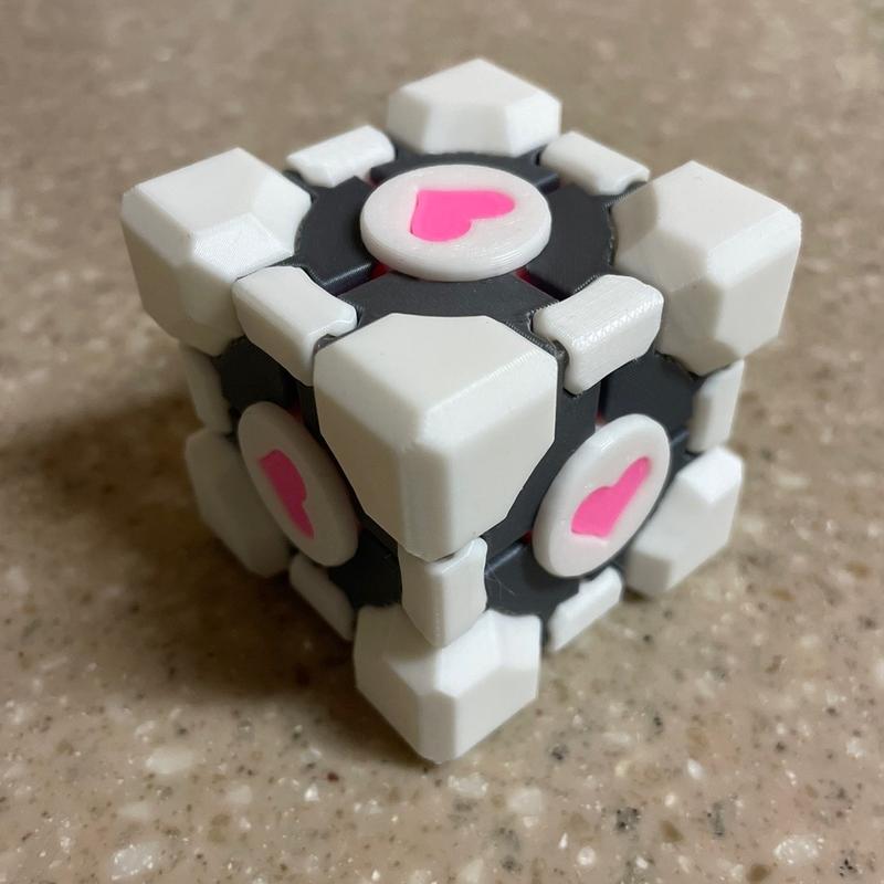 3D Printed Portal 2 Weighted Companion Cube