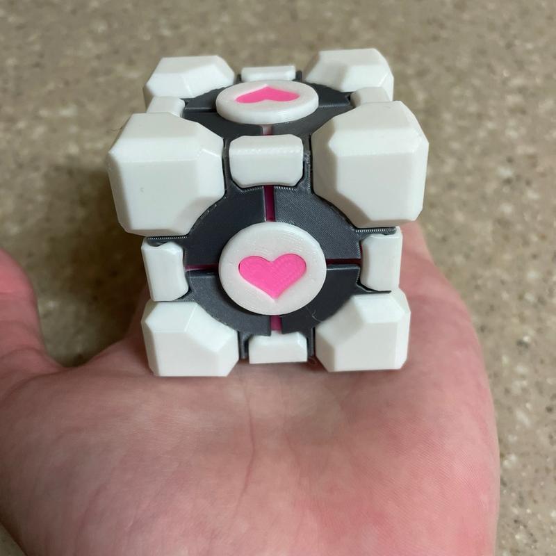 3D Printed Portal 2 Weighted Companion Cube