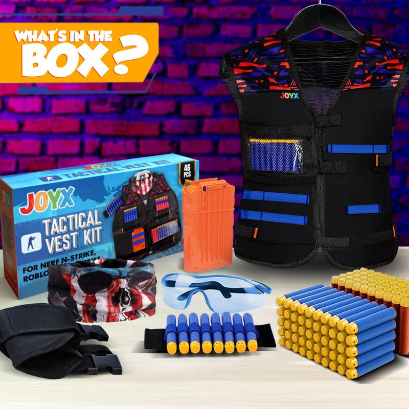 JoyX Tactical Vest Kit Compatible with Nerf Guns for Boys N-Elite Series with 40 Foam Darts for Gun Holster Protective Action Gear