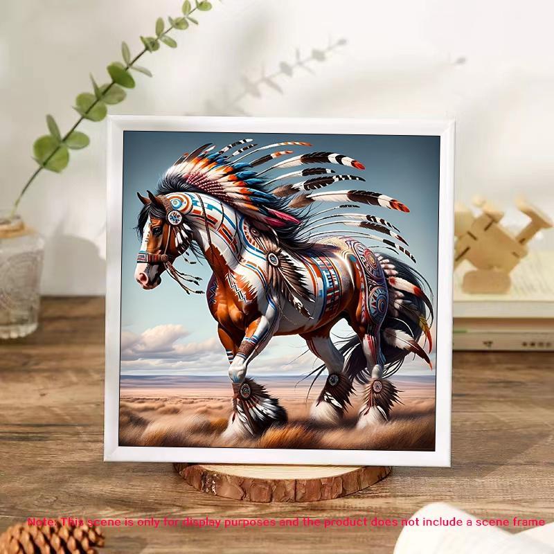 Horse Pattern DIY Diamond Arts Colorful Painting Kit without Frame, 5D Diamond Arts Colorful Painting Kit, Wall Art Decor for Home Living Room Bedroom