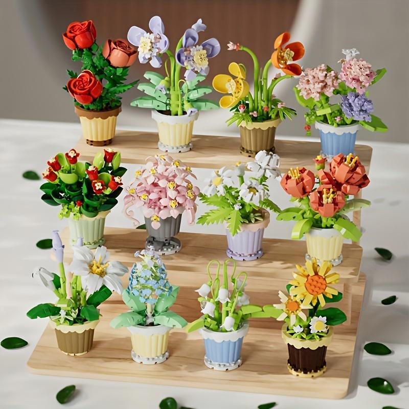 Flower Pot Series Building Blocks, 1 Set DIY Flower Pot Building Blocks, Creative and Educational Building Blocks for Boys & Girls