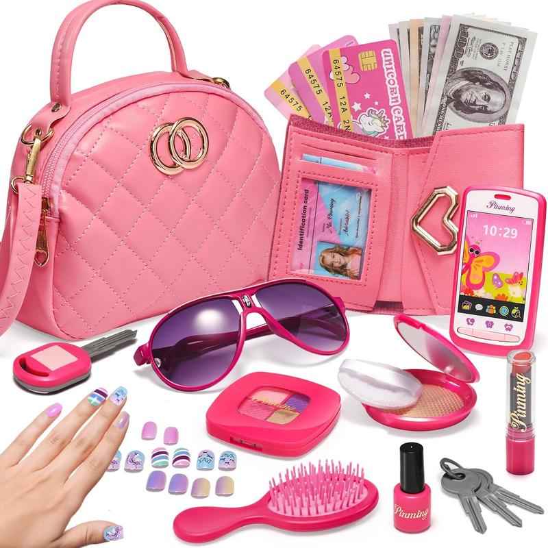 Toddler Girl Pretend Play Handbag with Accessories and Princess Kit for 3-6 Year Olds - Perfect Pink Christmas Gift for Kids