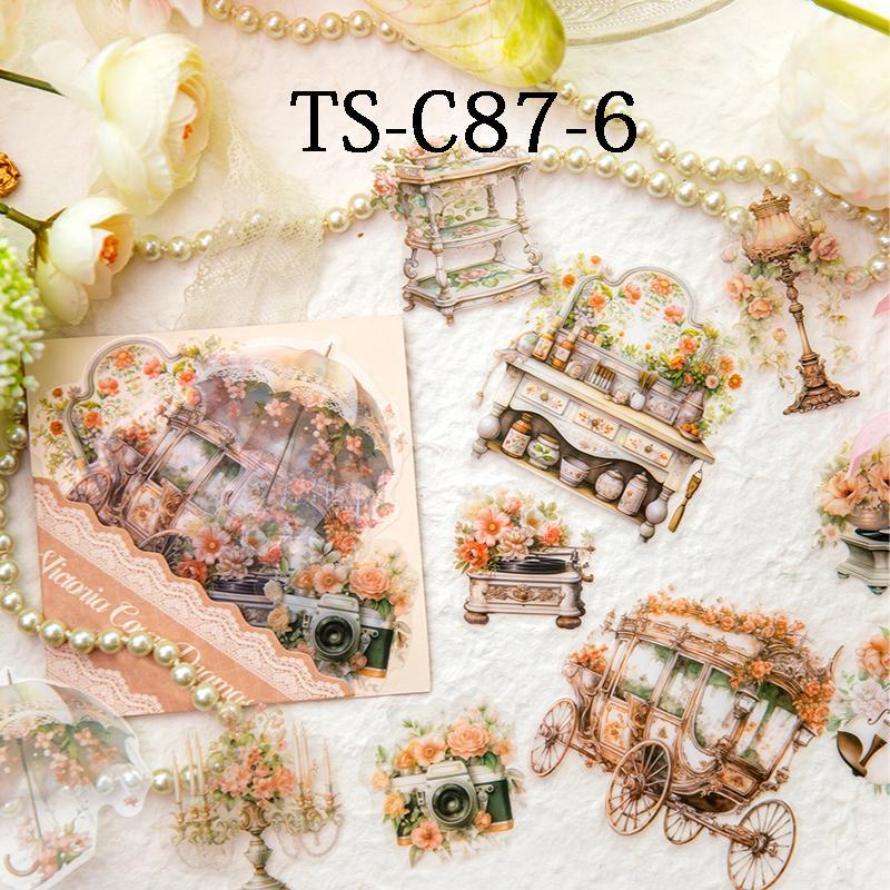 Vintage Car & Furniture Pattern Sticker, 10pcs pack Romantic Decorative Declas, DIY Scrapbooking & Journal Making Supplies