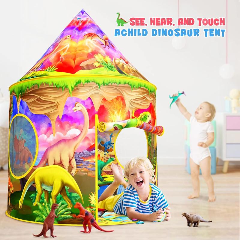 Dinosaur-Themed Kids Play Tent with Roar Speaker & Flashlight – Perfect Indoor Playhouse for Boys and Girls