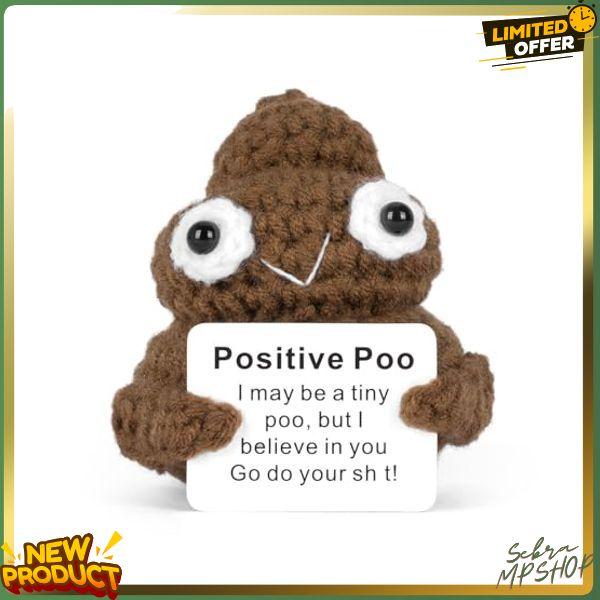 Funny Positive Poo, Cute Crochet Potato Partner Toy with Positive Card Cheer Up Funny Gag Gifts for Best Friend Birthday Housewarming Women Teacher Fall