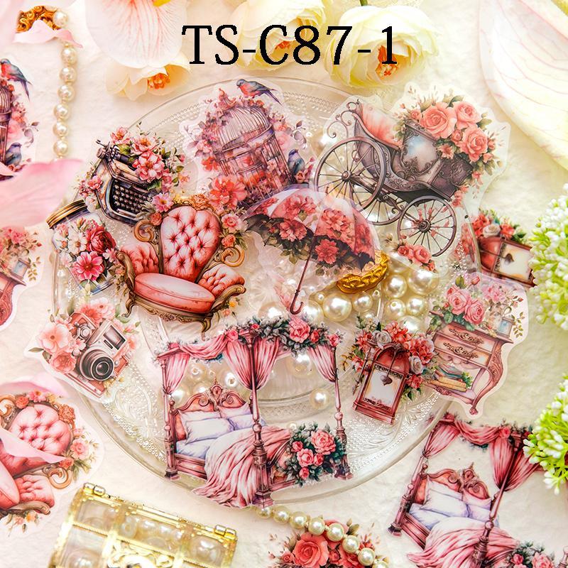 Vintage Car & Furniture Pattern Sticker, 10pcs pack Romantic Decorative Declas, DIY Scrapbooking & Journal Making Supplies