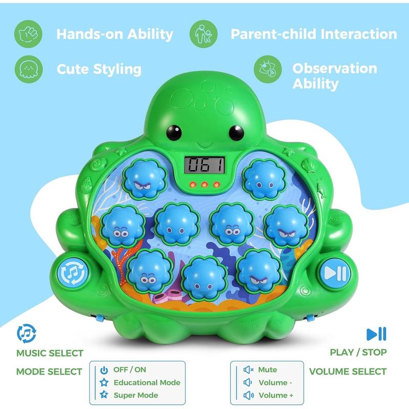 Whack A Mole Game,Pounding Toy ,Early Developmental Toy,Interactive Educational Toys with Sound and Light,Soft Hammers ,Christmas gifts, birthday gifts