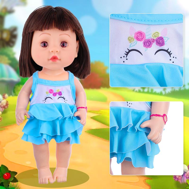 10 sets of baby doll clothes and accessories for a 12 inch baby girl doll, the set includes dresses, t-shirts, pants, jumpsuits, swimwear(No Doll)