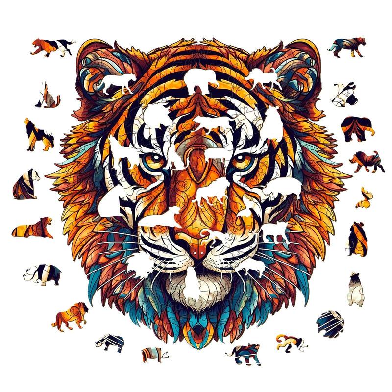 Brave Tiger Wooden Jigsaw Puzzle for Kids and Adults