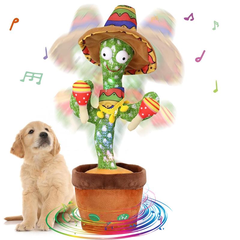 Singing Cactus Toy, Talking Repeating What You Say, Funny Electric Dancing Plush Interactive Toy Figures Educational Toys